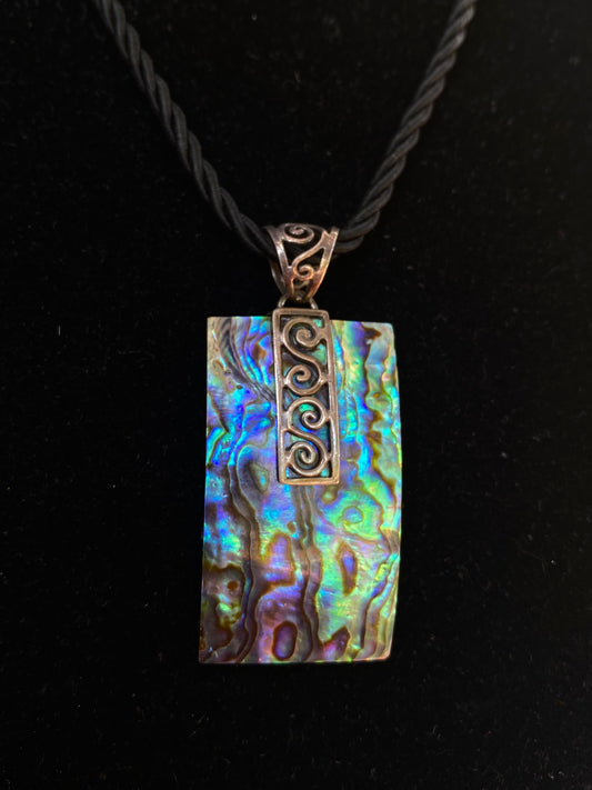 925 Sterling Silver Spiral Abalone Necklace
