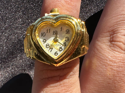 White Heart Gold Ring Watch