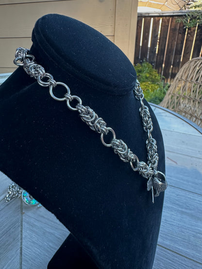 Stainless Steel Byzantine Chainmaille Angel Necklace