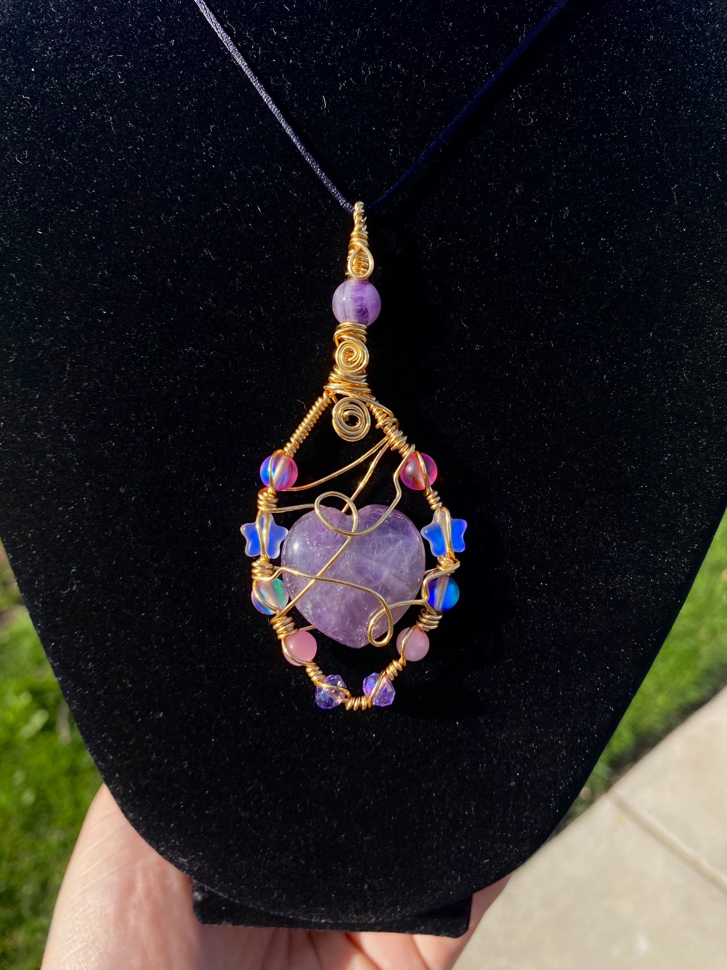 Wire Wrapped Amethyst Heart