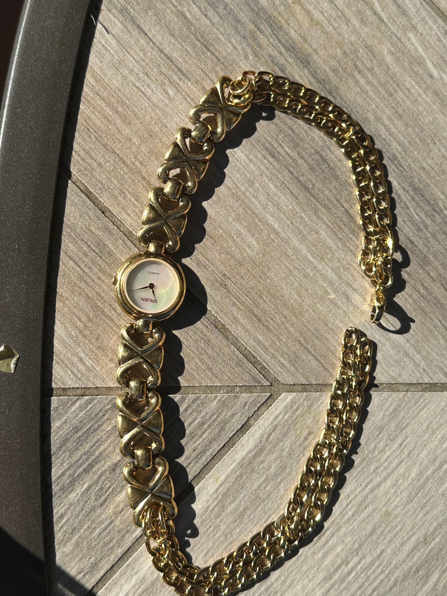 Vintage Greun Mother of Pearl Watch Choker