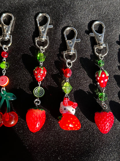 Strawberry & Cherry Handmade Keychains