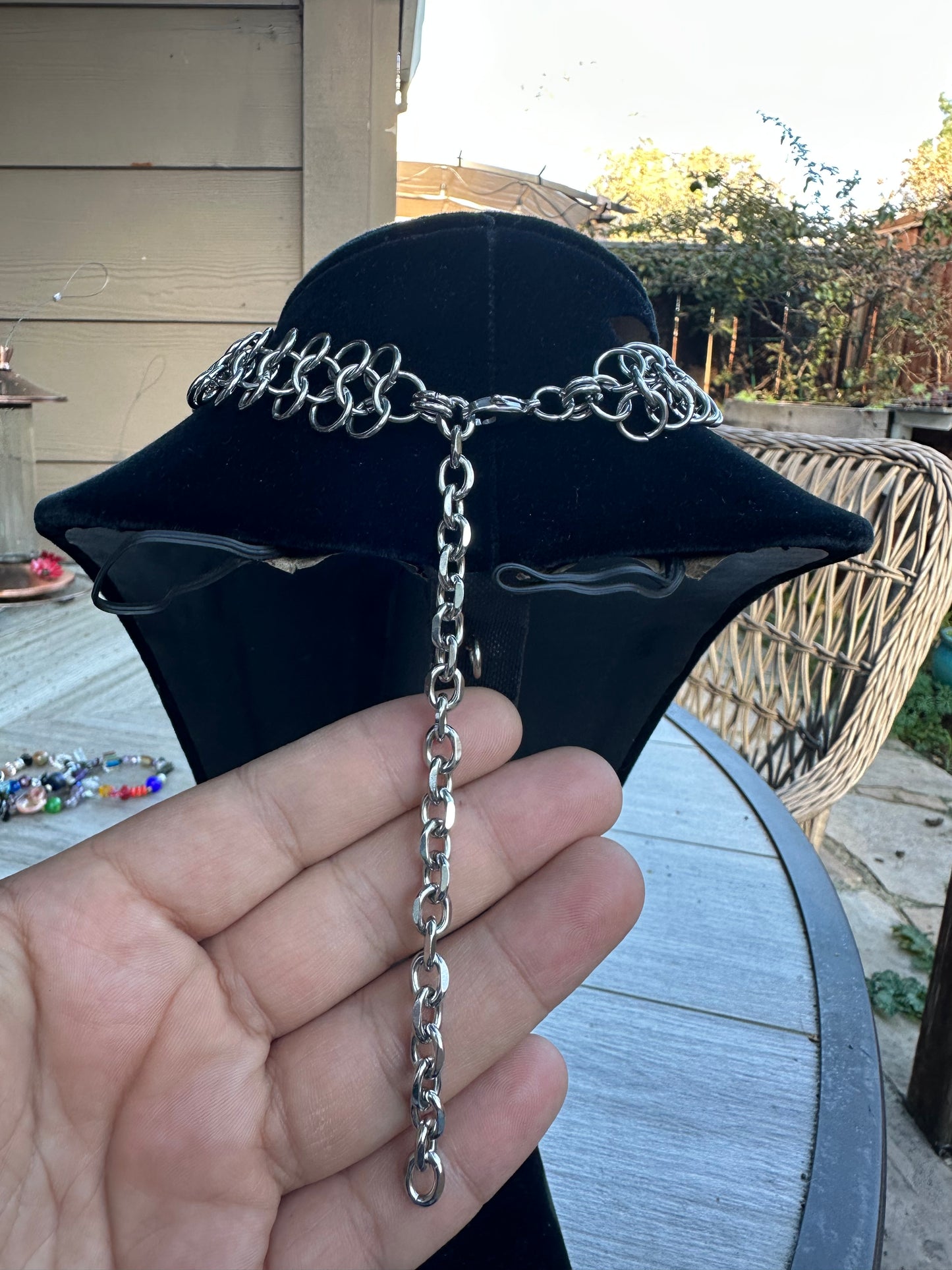 European 4 in 1 Chainmaille Handmade in Stainless Steel Adjustable Choker/Small Necklace Size