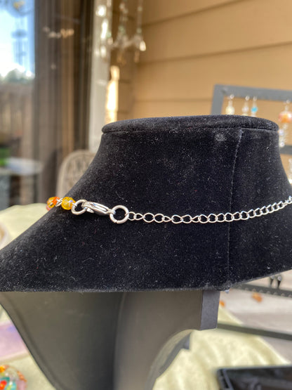 Flashy Dichroic Glass Moon Necklace