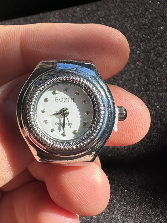 ‘Braided’ Style Silver Ring Watch