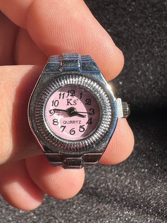Light Pink Silver Ring Watch