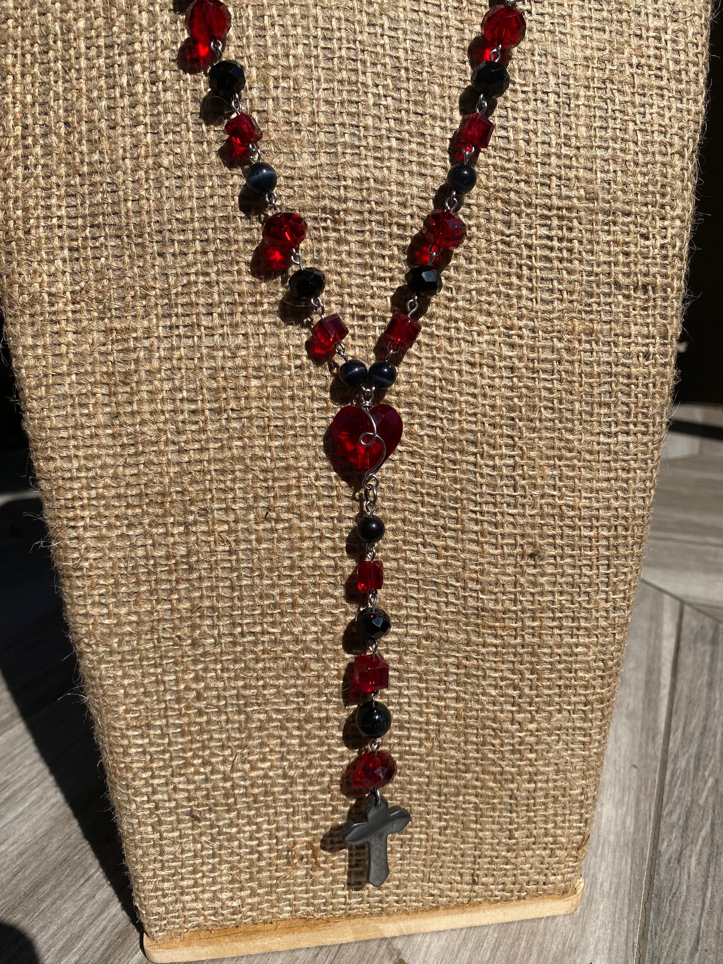 Alternative Black & Red Heart Rosary