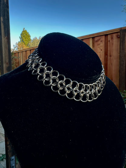 European 4 in 1 Chainmaille Handmade in Stainless Steel Adjustable Choker/Small Necklace Size