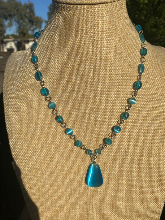 Light Blue Cat Eye Necklace