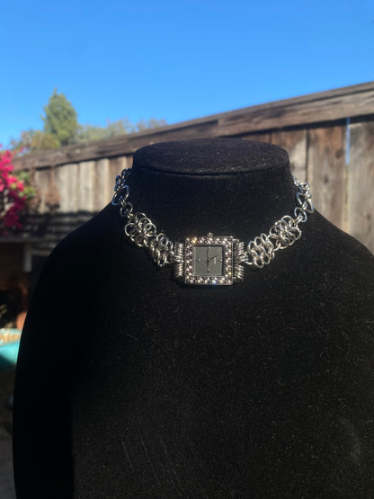 Stainless Steel Chainmail Watch Choker Necklace 