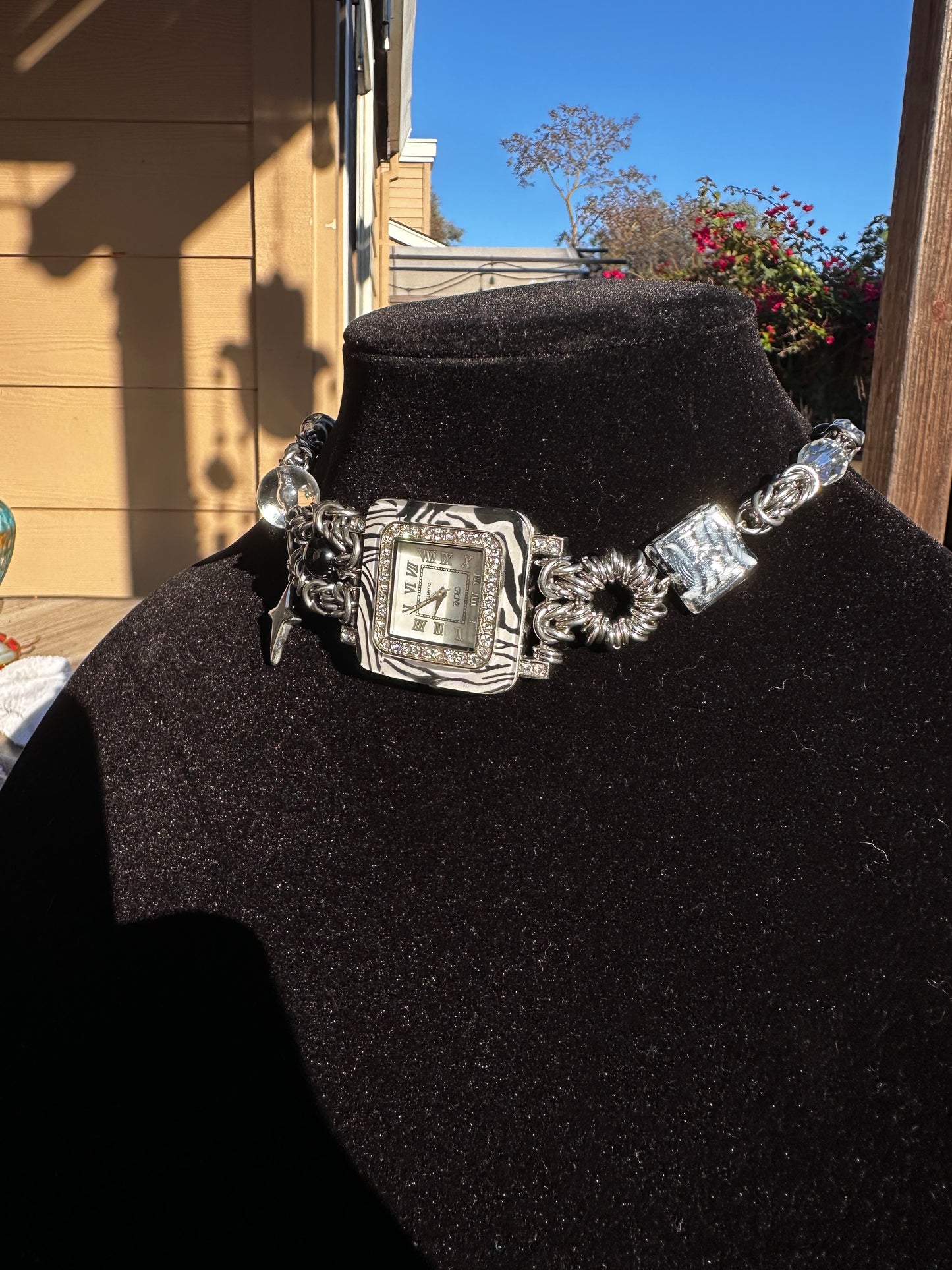 Zebra Watch Stainless Steel Chainmaille Choker