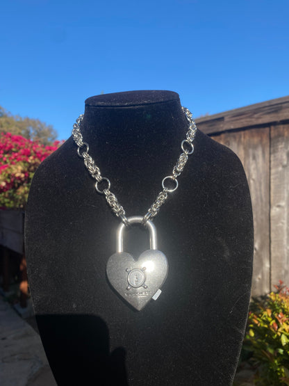 Stainless Steel Chainmail Marc Jacob’s Heart Lock Necklace 