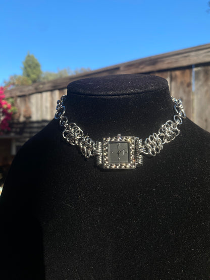 Stainless Steel Chainmail Watch Choker Necklace 
