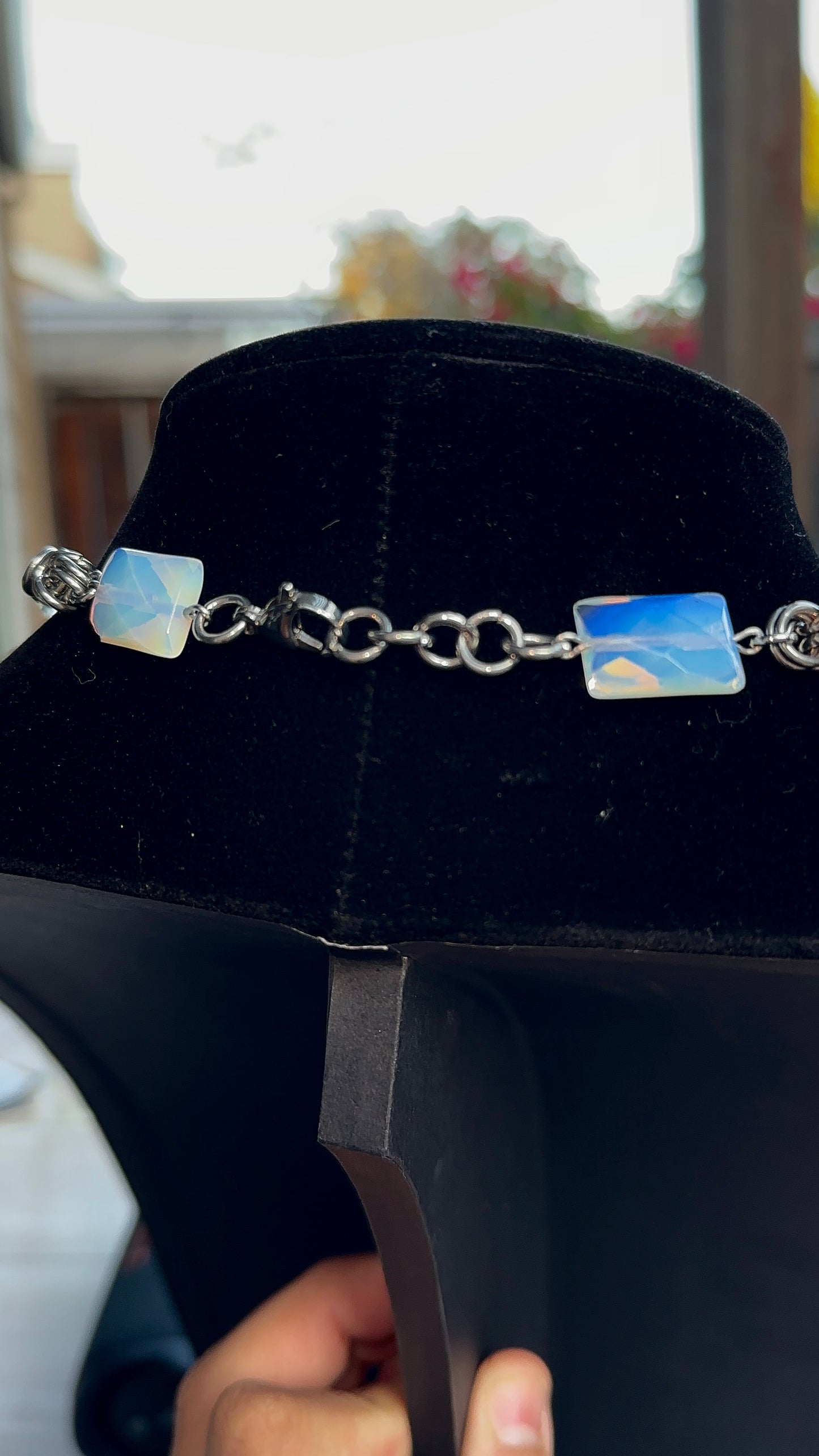 Opalite Stainless Steel Chainmaille Necklace