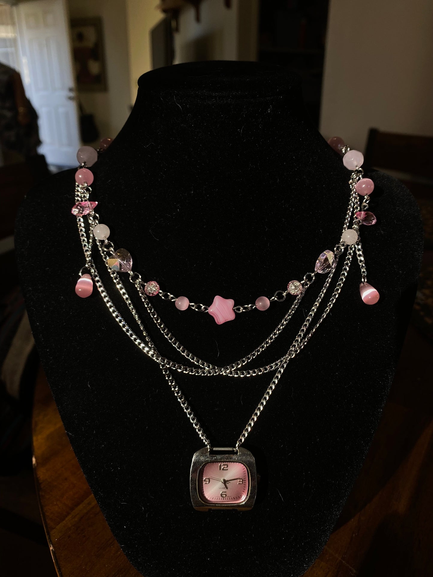 Pink Watch Necklace