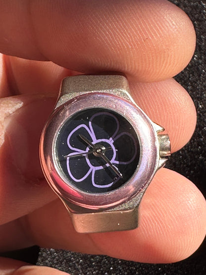 SH After Thoughts Purple Flower Silver Watch Ring