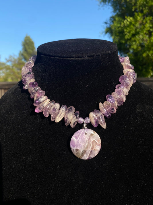Amethyst Chip/Spike Necklace