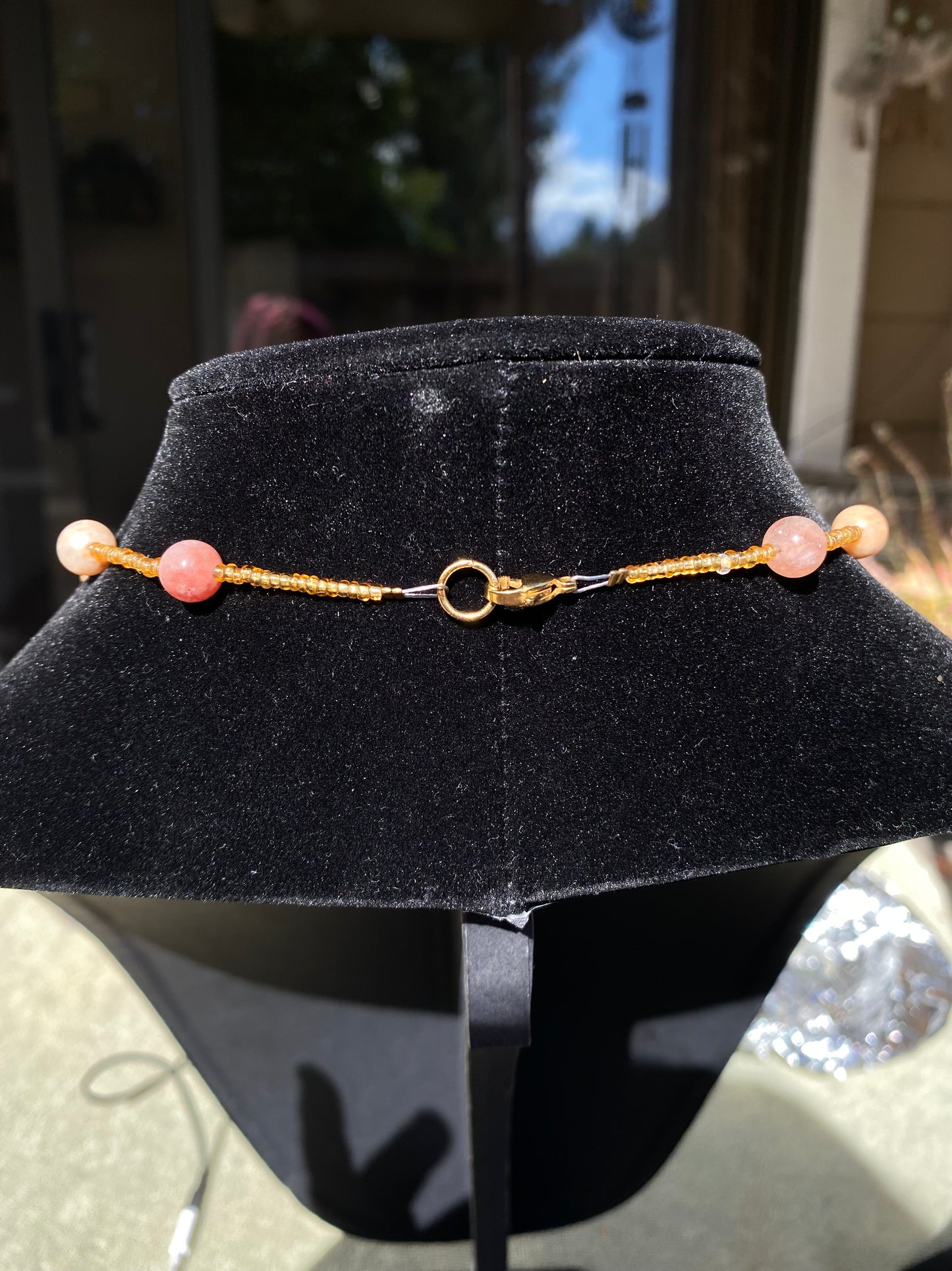 Sunstone & Gold Star Watch Necklace