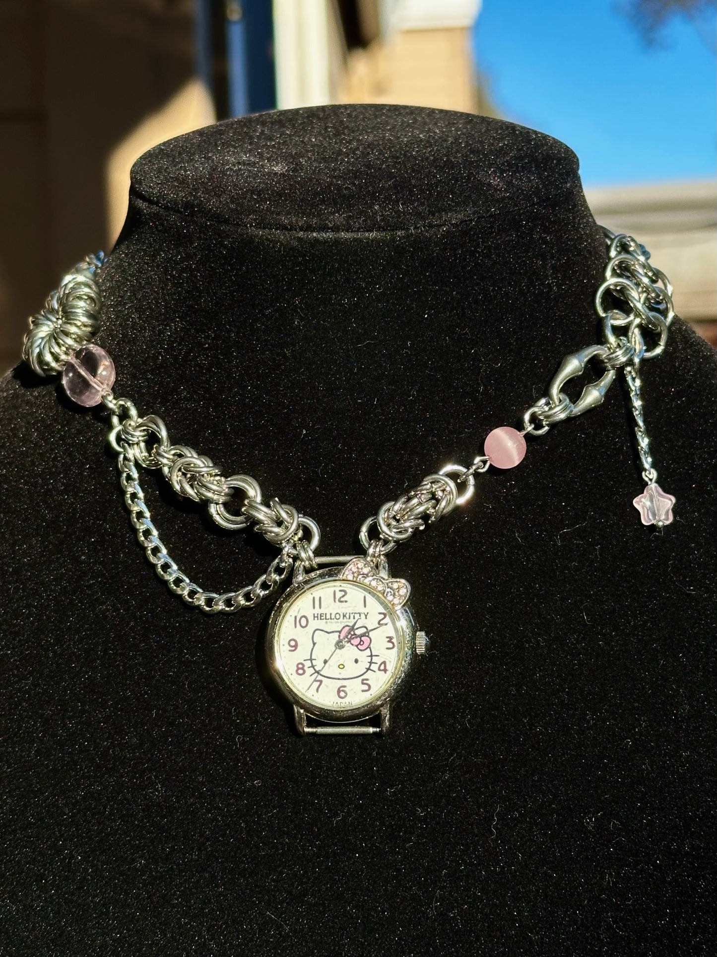 Hello Kitty Watch Stainless Steel Chainmaille Necklace