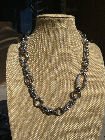 Carabiner Closure Stainless Steel Chainmail Necklace