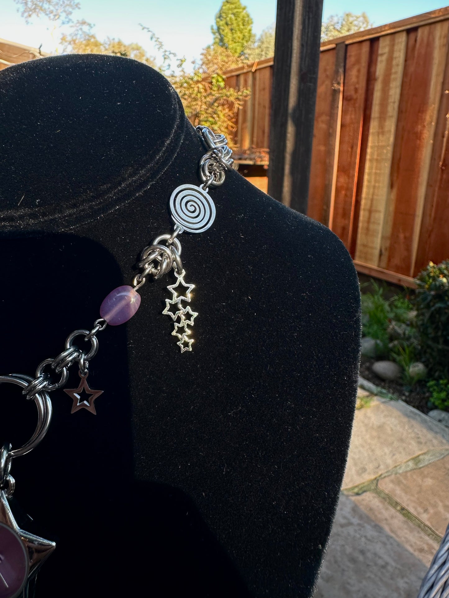 Celestial Pink Watch Star Chainmaile Necklace