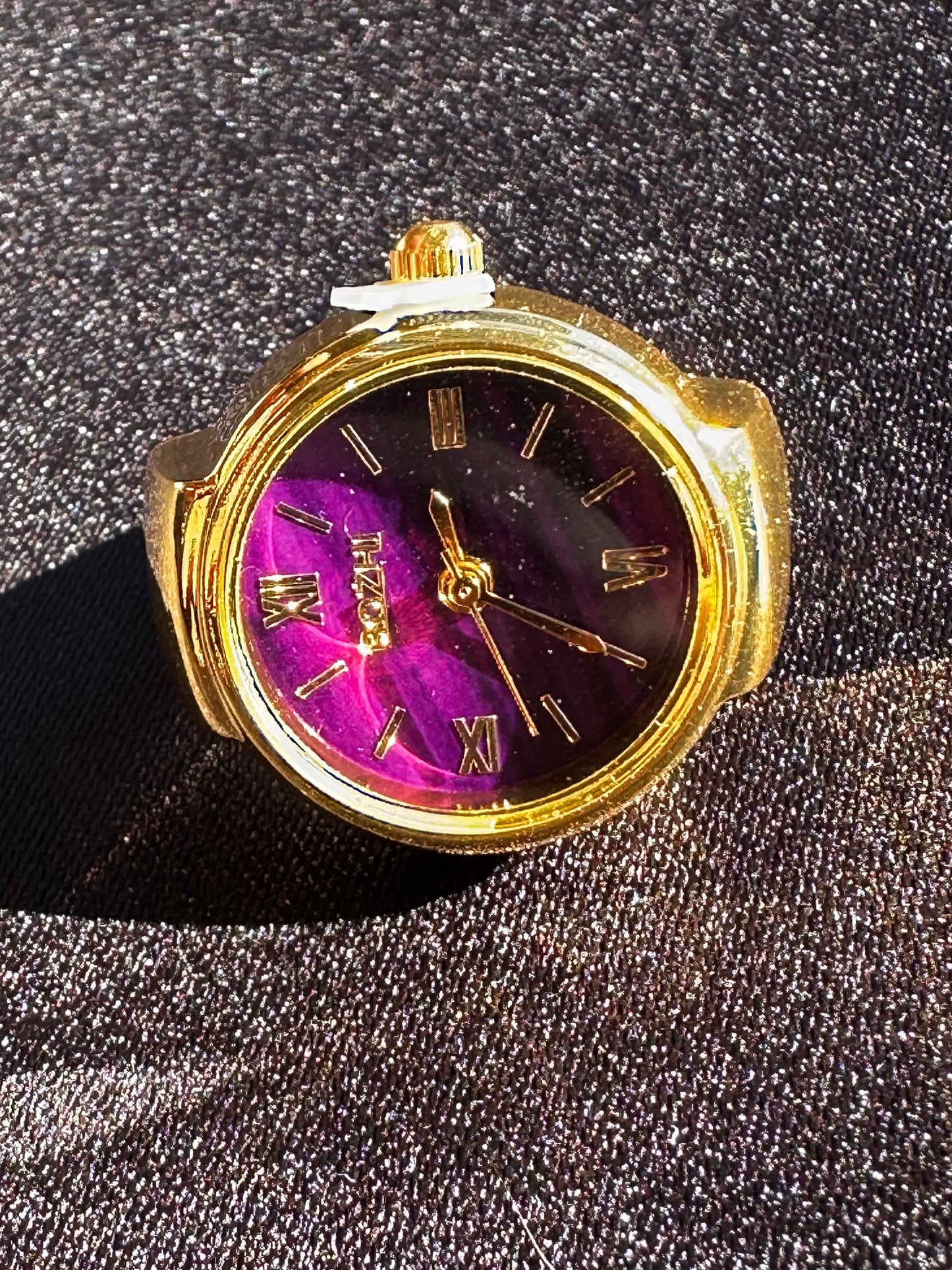 Purple Striped Gold Ring Watch