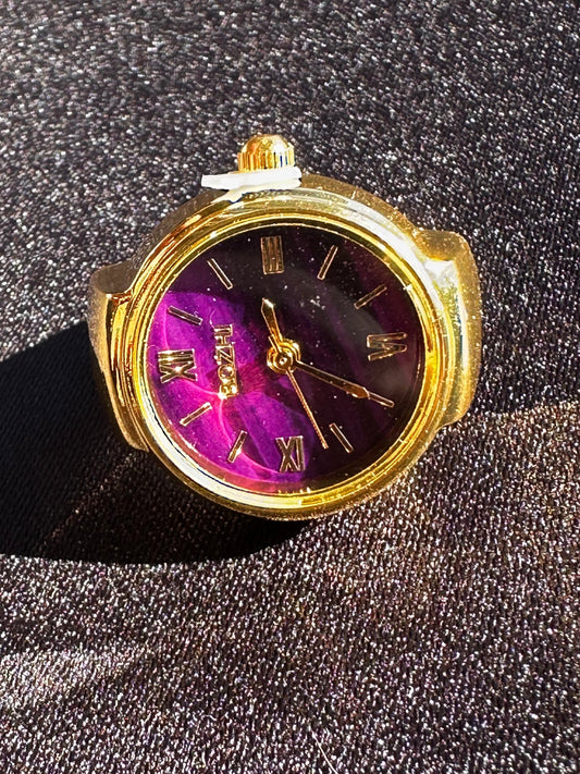 Purple Striped Gold Ring Watch