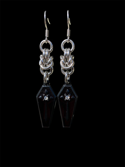 Chainmail Coffin Earrings