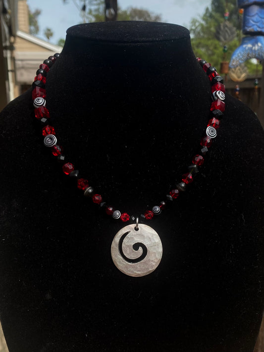 Black & Red Spiral Necklace