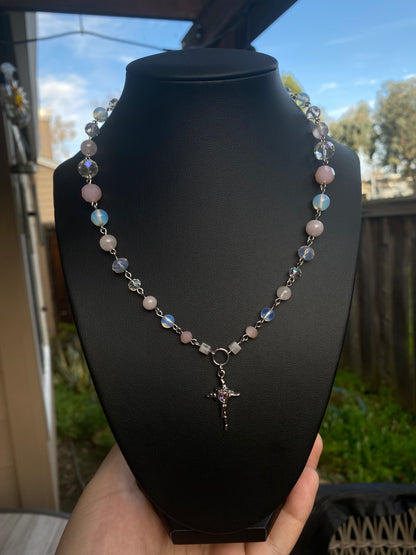 Rose Quartz & Opalite Point Necklace