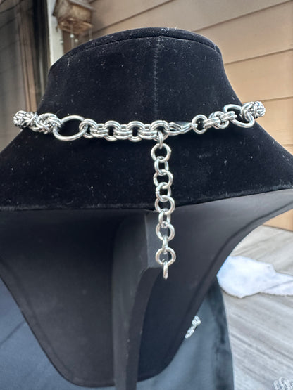 Stainless Steel Chainmail Cross Dog Tag Necklace