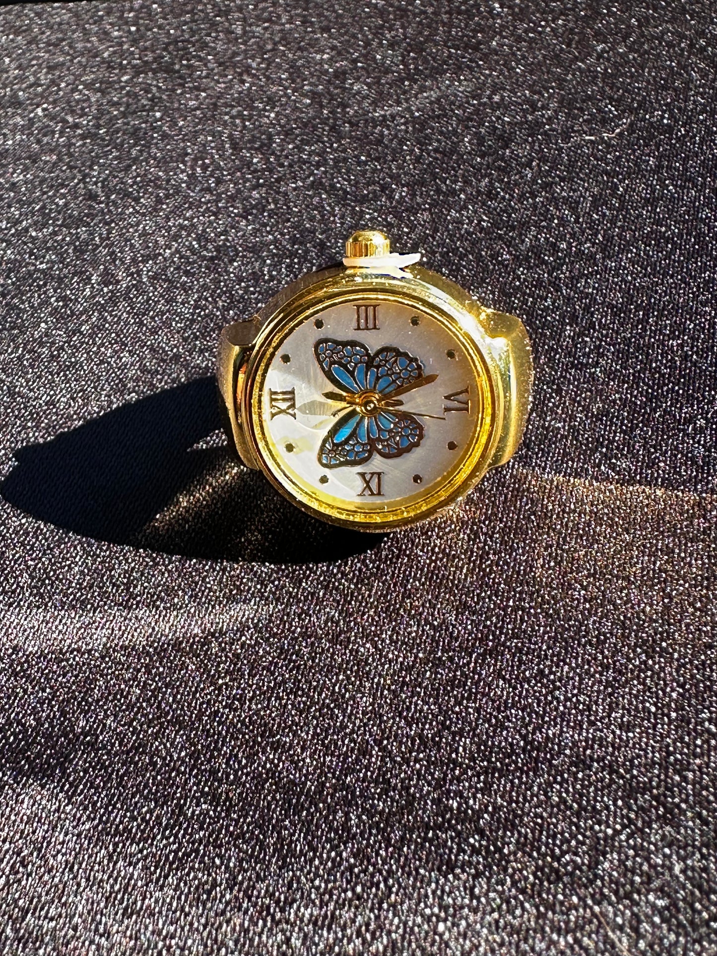 Blue Butterfly Gold Ring Watch