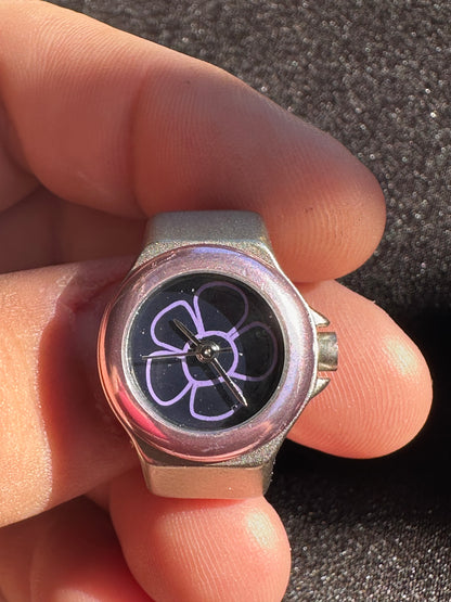 SH After Thoughts Purple Flower Silver Watch Ring
