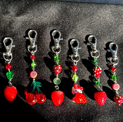 Strawberry & Cherry Handmade Keychains