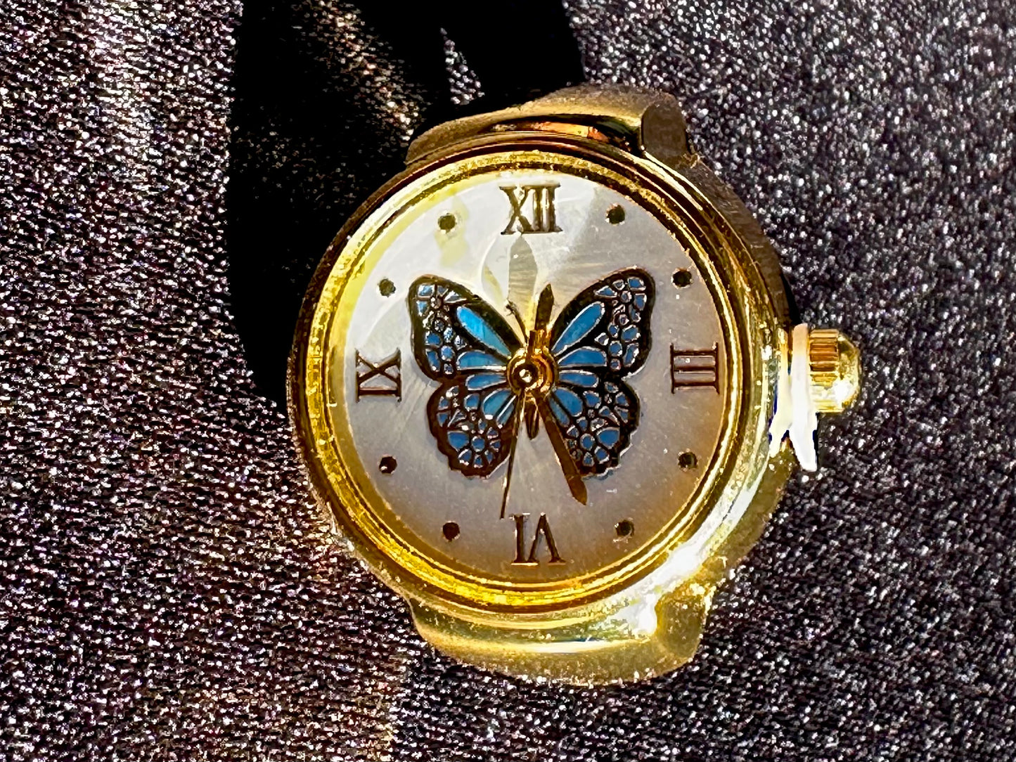 Blue Butterfly Gold Ring Watch