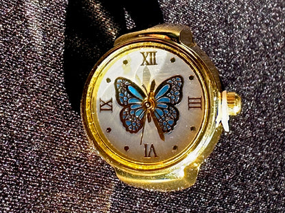 Blue Butterfly Gold Ring Watch
