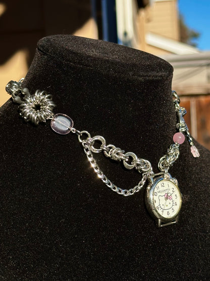 Hello Kitty Watch Stainless Steel Chainmaille Necklace