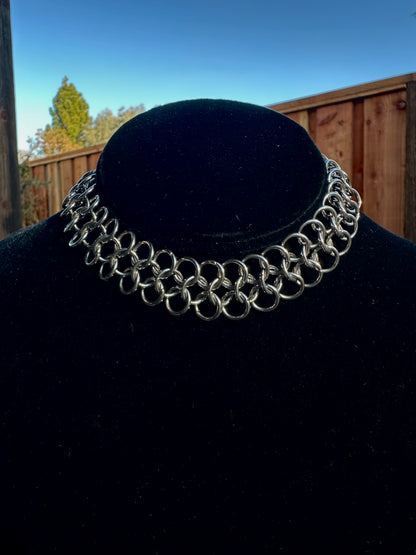 European 4 in 1 Chainmaille Handmade in Stainless Steel Adjustable Choker/Small Necklace Size