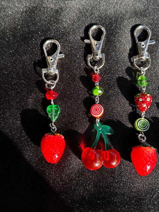 Strawberry & Cherry Handmade Keychains