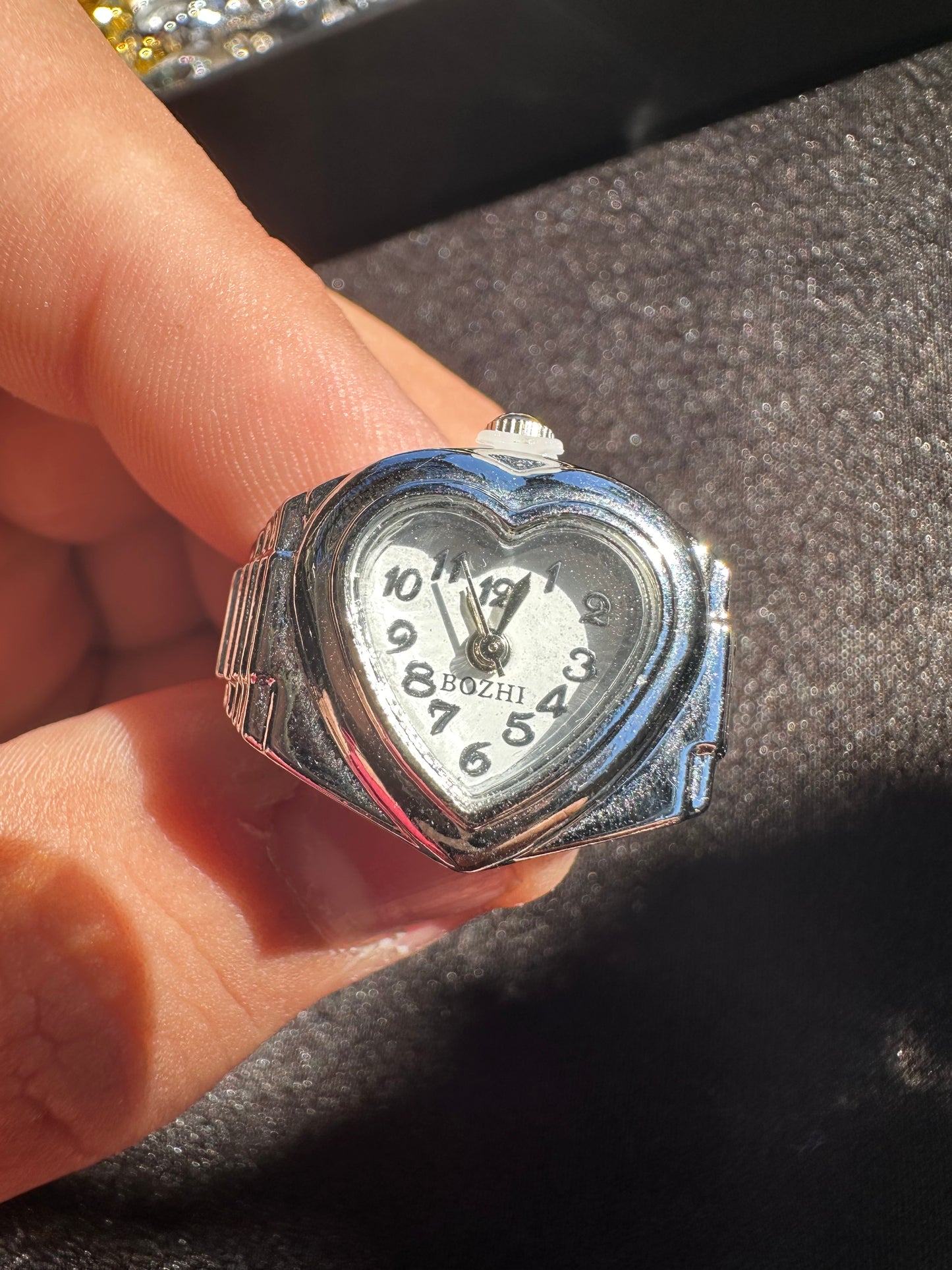 White Heart Silver Ring Watch