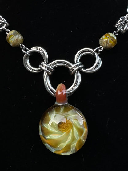 Fused Glass Stainless Steel Chainmaille