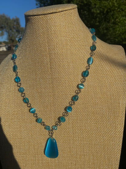 Light Blue Cat Eye Necklace