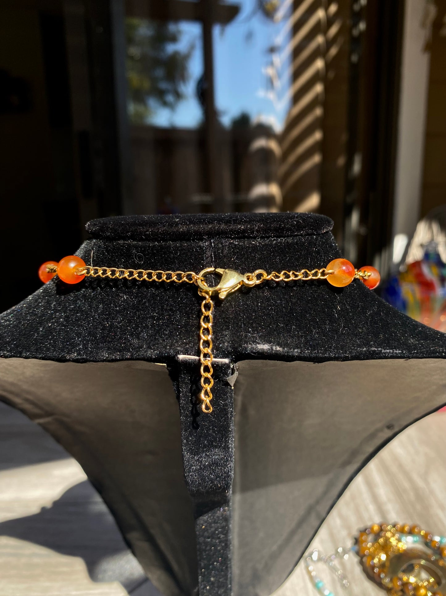 Gold Heart Locket & Carnelian Necklace