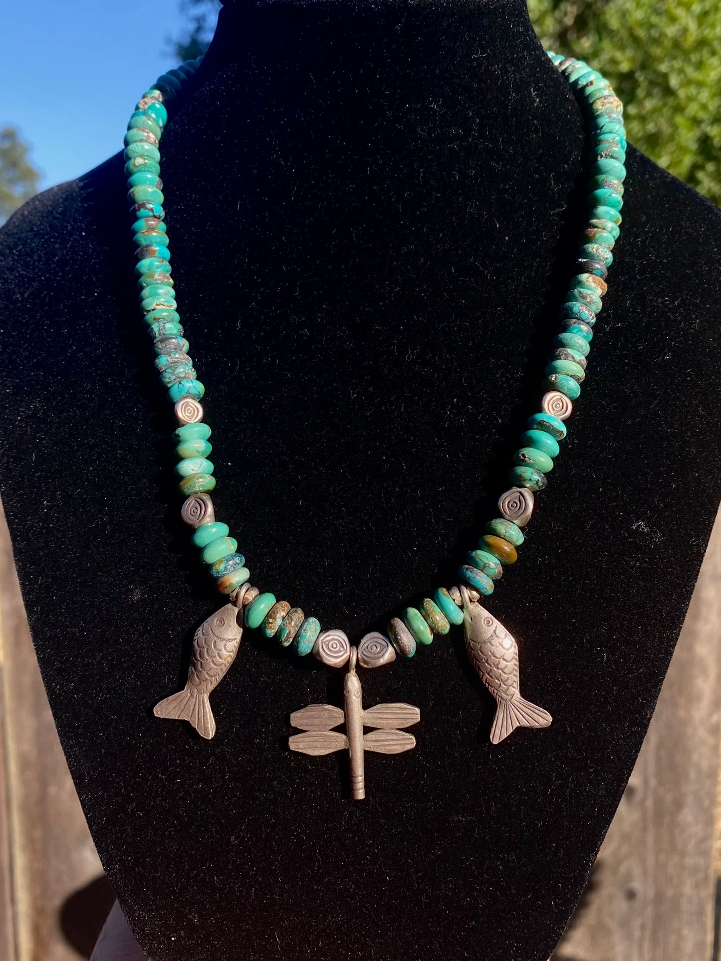 Genuine Turquoise & Sterling Silver Necklace