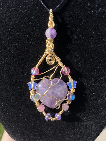 Wire Wrapped Amethyst Heart