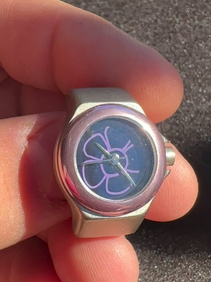 SH After Thoughts Purple Flower Silver Watch Ring