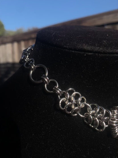 Stainless Steel Chainmail Watch Choker Necklace 