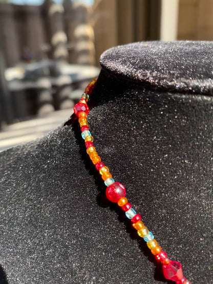 Glass & Cloisonné Elephant Necklace