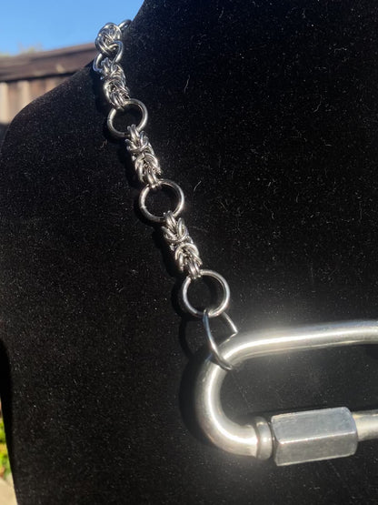 Stainless Steel Chainmail XL Carabiner Necklace 