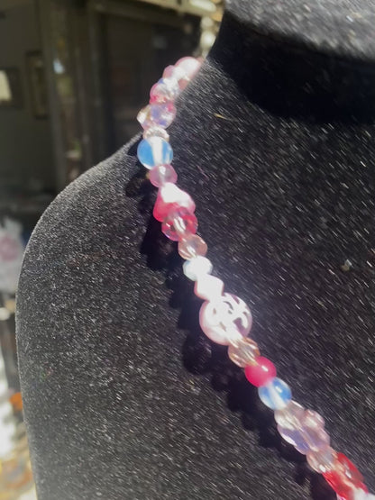 Pink and Opalite Heart Necklace